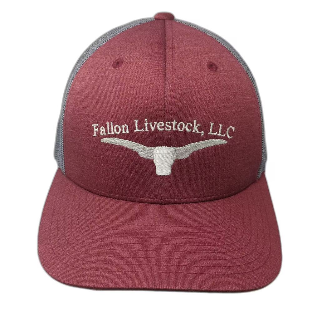 Team 365 Fallon Livestock LLC Trucker Hat Red Gray OS Snapback Longhorn Logo